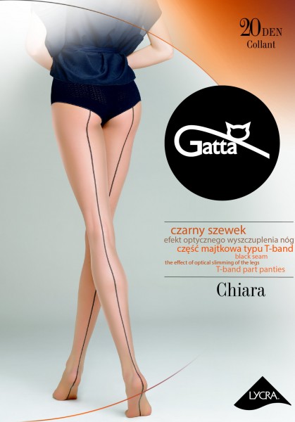 Hautfarbene Feinstrumpfhose mit schwarzer Naht Chiara 05 von Gatta