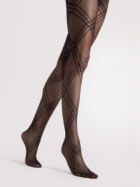 Elegante Feinstrumpfhose mit Karomuster von Fiore
