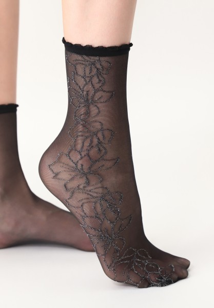 Transparente Feinsöckchen mit elegantem, floralem Lurex-Muster von Oroblu
