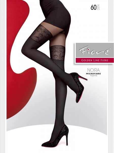 Semi-blickdichte, matte Strumpfhose mit eleganter Strumpfoptik und floralem Muster von Fiore