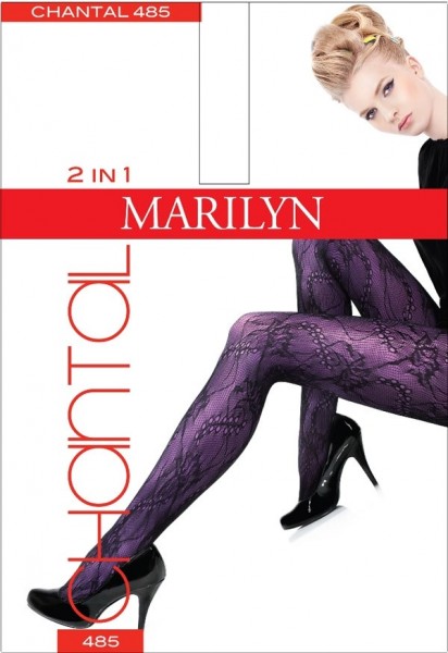 Marilyn 2 in 1 - Netzstrumpfhose mit Blumenmuster und glatte Feinstrumpfhose Chantal 