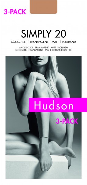 Transparente matte Feinsöckchen mit Rollrand Simply 20 von Hudson - 3-pack!