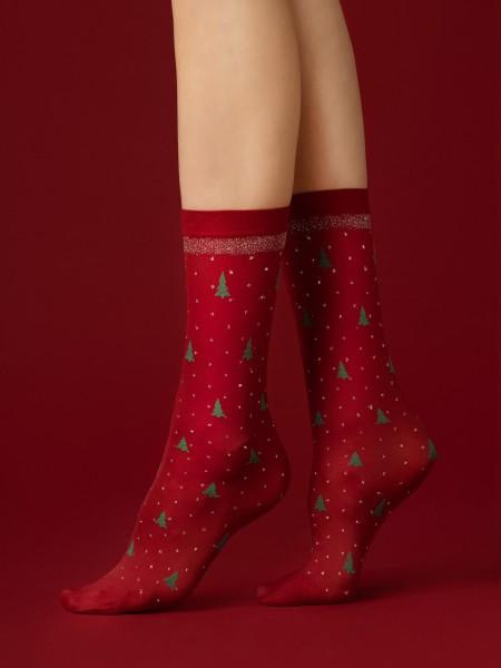 Fiore - 3 Paar Söckchen mit weihnachtlichem Muster in einer Geschenkbox