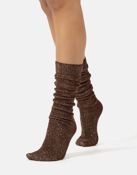 Cette - Komfortable, gerippte Langsocken mit Glitzergarn