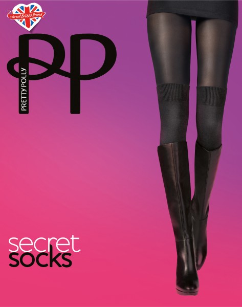 Überkniestrümpfe und blickdichte Strumpfhose in Einem Secret Socks von Pretty Polly