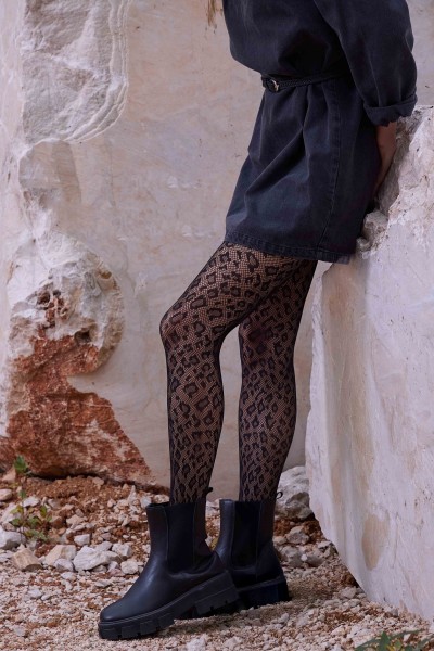 Weiche, nahtlose Netzstrumpfhose mit angesagtem Animal-Print von Cette