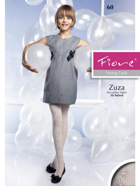 Fiore Wunderschoene Kinderstrumpfhosen mit blumigem 3D-Muster Zuza 60 DEN