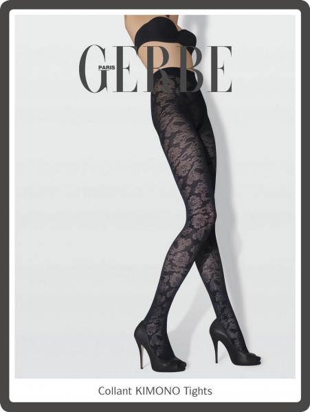 Gerbe Elegante Feinstrumpfhose mit Blumenmuster Kimono