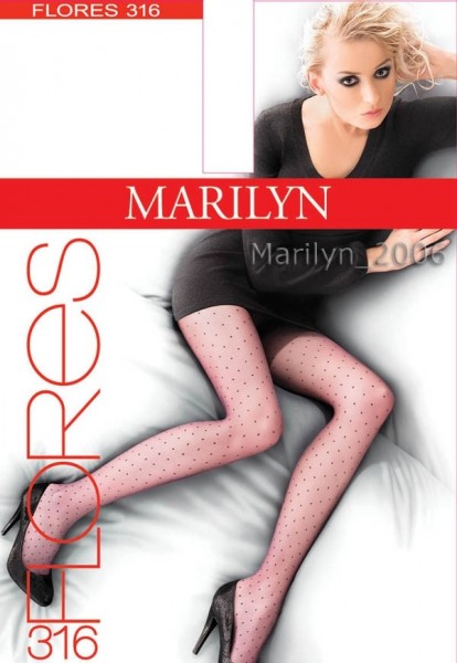 Marilyn Elegante Feinstrumpfhosen mit verspieltem Tupfenmuster Flores, 20 DEN