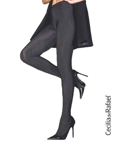 Absolut blickdichte Strumpfhose mit feinen Nadelstreifen von Cecilia de Rafael