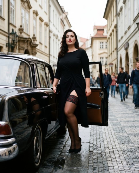 Glamory Dezent glänzende halterlose Strümpfe in Übergrößen Deluxe 20 DEN