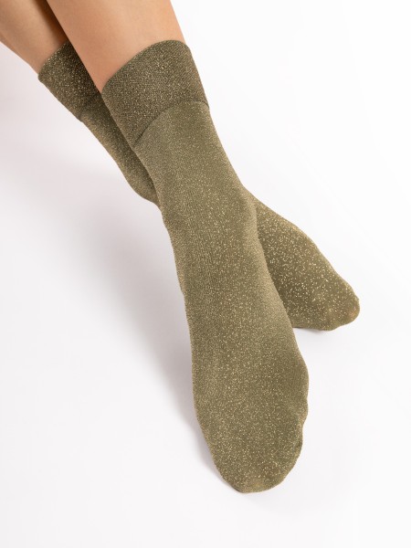 Schimmernde Socken aus Mikrofaser mit 3D-Technologie und goldenem Lurex von Fiore