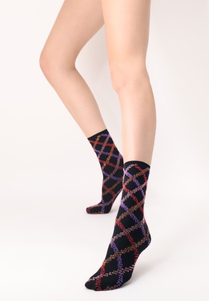 Blickdichte Söckchen mit Tartanmuster und Lurex-Details von Oroblu