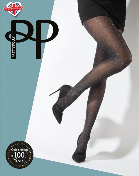 Blickdichte Strumpfhose mit silbern glitzerndem Pünktchen-Print von Pretty Polly