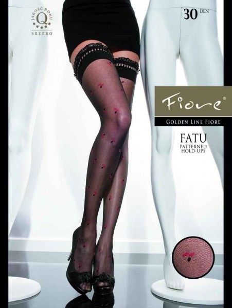 Fiore Halterlose Feinstruempfe mit Muster Fatu 30 DEN