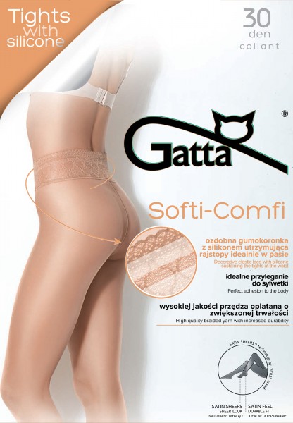 Feinstrumpfhose mit floral gemustertem Spitzenbund Softi-Comfi 30 von Gatta