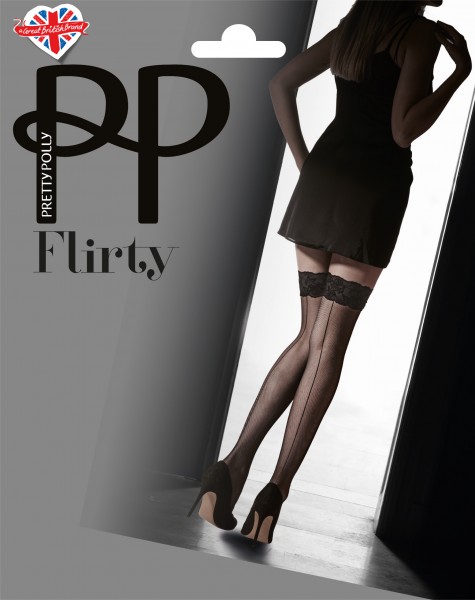 Halterlose Strümpfe mit Naht und Spitzenabschluss im Samtoptik Velvet Lace von Pretty Polly