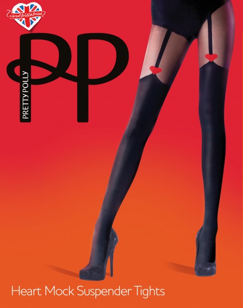 Strumpfhose in angesagter Strapsoptik mit Herzmuster von Pretty Polly