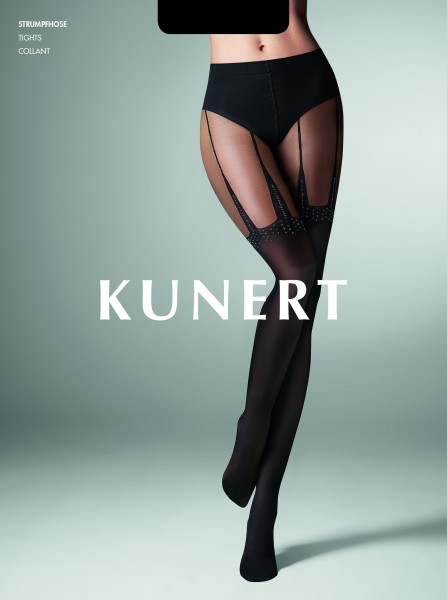 Elegante, blickdichte Strumpfhose mit Strapsoptik und Lurex-Details von KUNERT