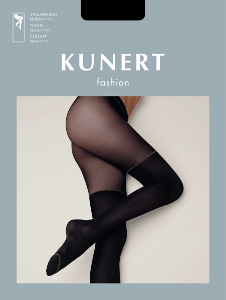 Elegante, blickdichte Strumpfhose mit Overknee-Optik und glamourösen Lurex-Details von KUNERT