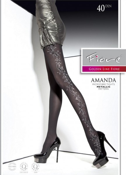 Fiore Elegante Strumpfhose mit floralem glitzerndem Muster Amanda