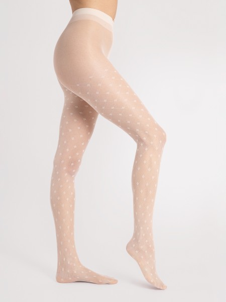 Transparente Feinstrumpfhose mit raffiniertem Rautenmuster in Netzoptik von Fiore