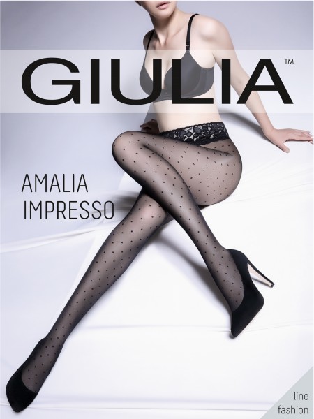 Feinstrumpfhose mit Punktmuster und Spitzenbund Amalia Impresso von Giulia