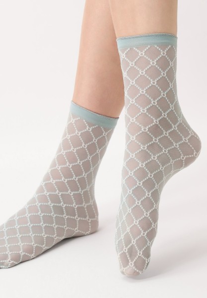 Transparente Söckchen mit geometrischem Muster in Netzoptik und Tülleffekt von Oroblu