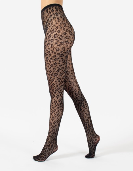 Weiche, nahtlose Netzstrumpfhose mit angesagtem Animal-Print von Cette